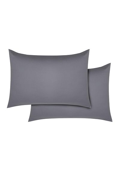 Ecocotton Σετ 2 Μαξιλαροθήκες Επίπεδες 100% Οργανικό Βαμβάκι Σατέν Γκρι 50x70 εκ.