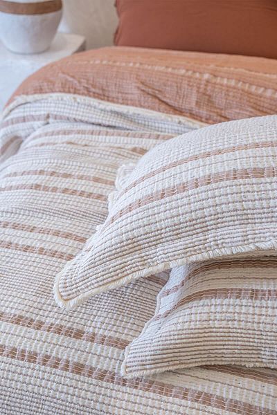 Ecocotton Hivda Double Bedspread - 100% Organic Cotton, Muslin Filled, Terra 240X260 Cm