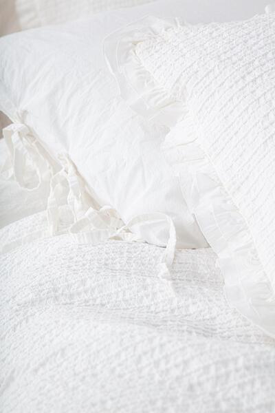 Ecocotton Ayda King Size Duvet Cover Set 100% Organic Cotton Woven Cream 240x220 Cm
