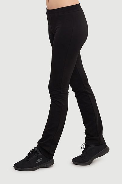 bilcee Pantaloni de sport din bumbac cu șireturi, negri, cu picioare plate, 7128