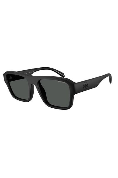 Armani Exchange نظارة شمسية مربعة للرجال - Ax 4154su - مقاس العدسة: 56 مم - أسود غير لامع