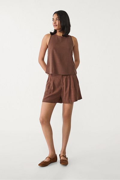Stradivarius Flowing linen blend racerback top