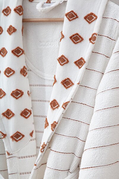 Ecocotton 100% Organic Cotton İmre Family Bathrobe Set Terra/Black - M/L