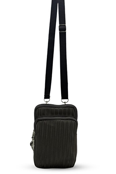 Bersia Geantă pentru telefon din piele gri cu 2 compartimente