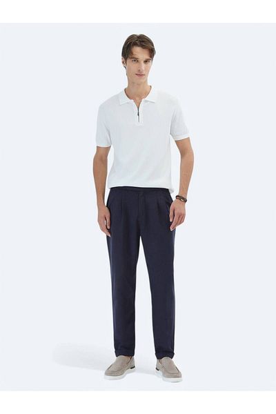Kip Off-White Polo Neck Plain Knit Knitwear