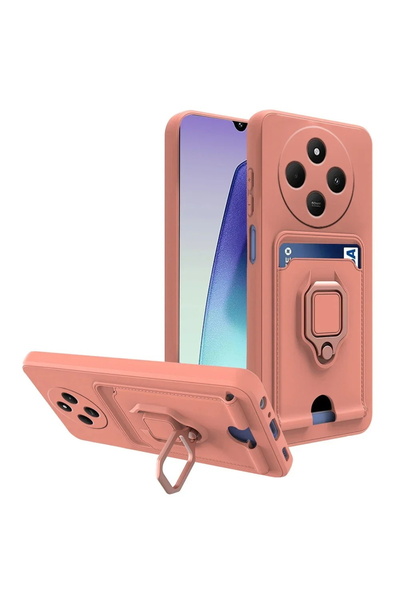 m.tk moveteck Xiaomi Redmi 14C Case with Camera Protection Ring Business Card Compartment Lanyard Strap Colorful Zuma Silicone