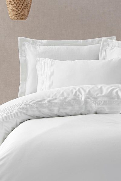 Ecocotton Rana King Size Duvet Cover Set 100% Organic Cotton 300 TC Satin Cream 240x220 Cm