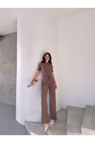 Laressi Wooden Shell Pattern Crop Suit