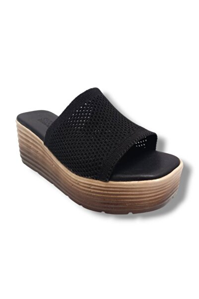 Efsun 3005-25 Πλεκτά Γυναικεία Παντόφλες Ανατομικής Σφήνας με Τακούνι