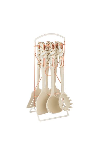 Dania 7-Piece White Silicone Serving Spoon Set