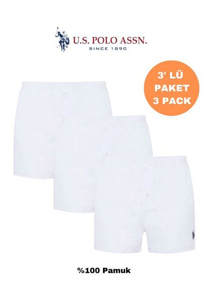 U.S. Polo Assn. Male, Licensed, Uspa, 100% Cotton, Button Detail, 3 Boxer (Boxed)