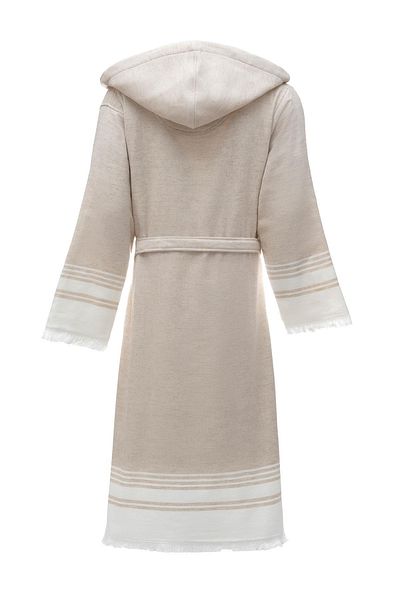 Ecocotton Ανδρικό μπουρνούζι Erva - 100% οργανικό βαμβάκι, λινό μελανζέ, μπεζ