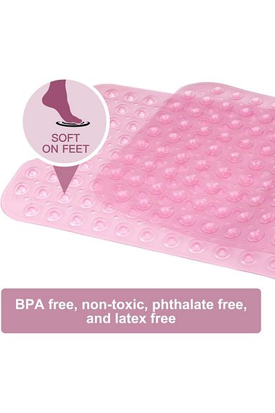 COOYA Bath and Shower Safety Mats 40x16 inch, Washable Extra Large Mat with Suction Cups  and Drain Holes
