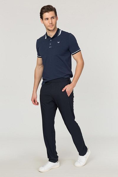 bilcee Ανδρικό Navy Blue Pocket Άνετη εφαρμογή Λεπτή διπλή ελαστική τσέπη Αθλητικά και καθημερινά αθλητικά παντελόνια 1721