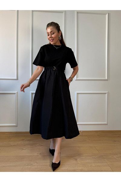Size Özgü Rochie midi neagră