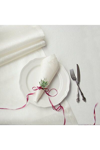 Bimotif منديل كريمي من الحرير العثماني، 40x40 سم 4 قطع