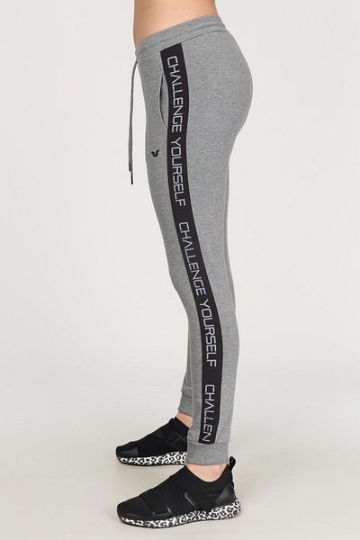 bilcee Women's Gray Printed Woven Detailed Cotton Knitted Trousers 2708