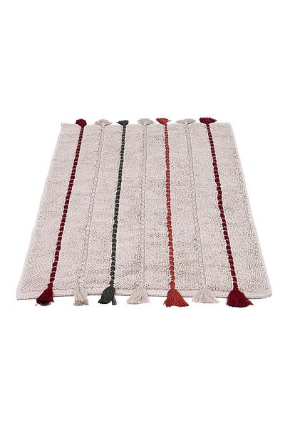 Ecocotton Χαλάκι μπάνιου Katari 100% βαμβακερό κέντημα στο χέρι Μπεζ 50x80 εκ.