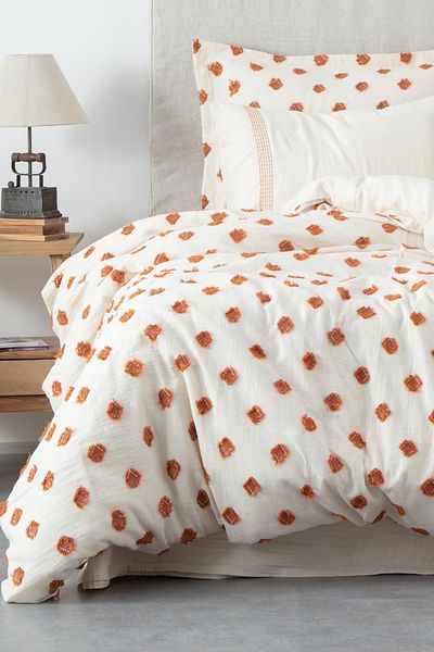 Ecocotton İmre Battal Size Duvet Cover Set 100% Organic Cotton Muslin Terra 240X220 cm
