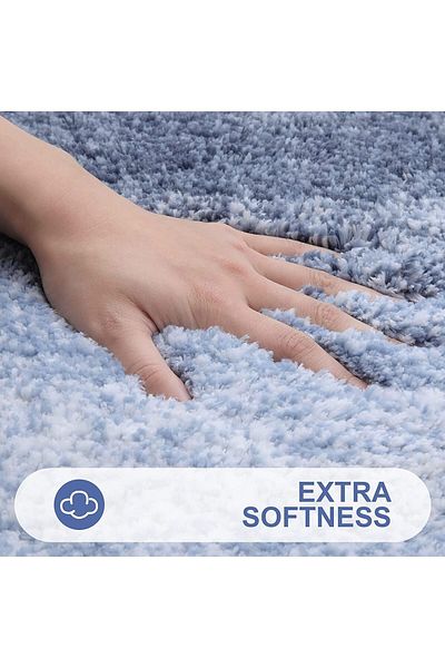COOYA 40x60cm Bathroom Rug Mat,Soft and Absorbent Microfiber,Non-Slip Plush Shaggy,Machine Wash Dry,Blue
