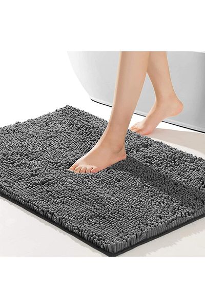 COOYA Bath Mat, 80x50 cm Non-Slip, Soft Cozy Shaggy Durable Thick, Easier to Dry, Plush Rugs(Black)