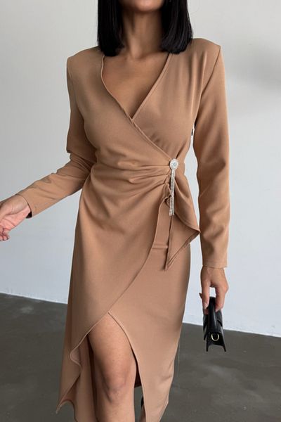 gelirr Double-Breasted broches detailed dress - beige