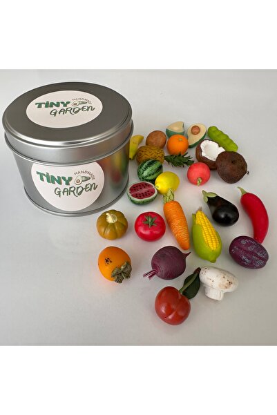 tiny garden لعبة الفواكه والخضروات المصغرة (24 قطعة) مجموعة استوائية