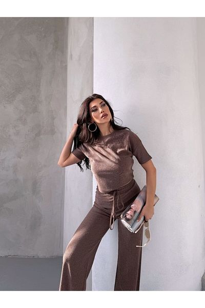 Laressi Wooden Shell Pattern Crop Suit