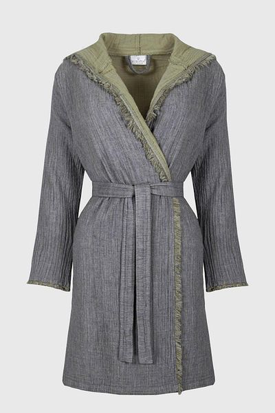 Ecocotton Νεανικό μπουρνούζι Muna 100% οργανικό βαμβάκι Inject Green-anthracite - Xs
