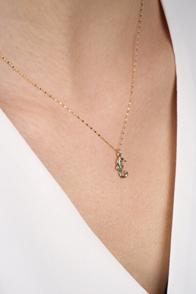 DİAMİNE PIRLANTA 14 Ayar Altın Deniz Atı Kolye