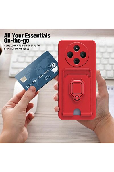 m.tk moveteck Xiaomi Redmi 14C Case with Camera Protection Ring Business Card Compartment Lanyard Strap Colorful Zuma Silicone