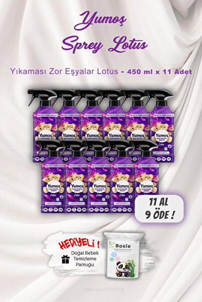 Yumoş 11 AL 9 ÖDE Yumoş 450 ml Ev ve Tekstil Spreyi Lotus ROSIE Hediyeli Yıka...