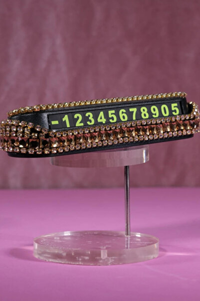 TASARIM ARABAM ATİKE ELİF AKIN Gold Gold Baget Taşlı Araç Içi Numaratör
