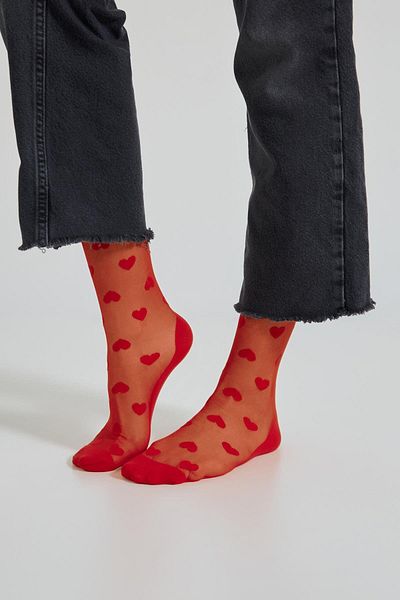 Katia&Bony Red Women's Thin Socket Heart Socks