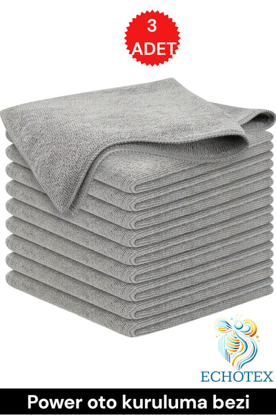 ECHOTEX 3 Adet 50x70 Mikrofiber Araç Yıkama Temizleme Yer Bezi Kurulama Cam B...
