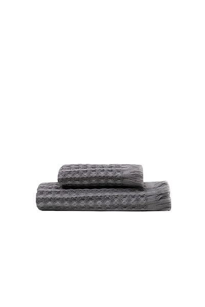 Ecocotton 100% Organic Cotton Waffle Pik Towel Set 2 Piece Anthracite 30*50-50X90
