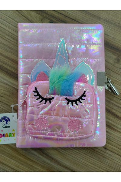 Dolphin Locking Scrapbook with Bag - Striped Notebook, Pink-White