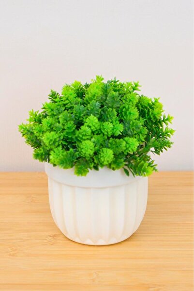 Digithome Dekoratif Saksılı Yapay Büyük Top Çiçek Beyaz 14cm EVA-5791 C1-1-423