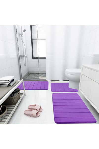 COOYA Memory Foam Bath Mat, 24" x 16", Soft and Non-Slip, Water Absorbent, Machine Washable Bath(Purple)