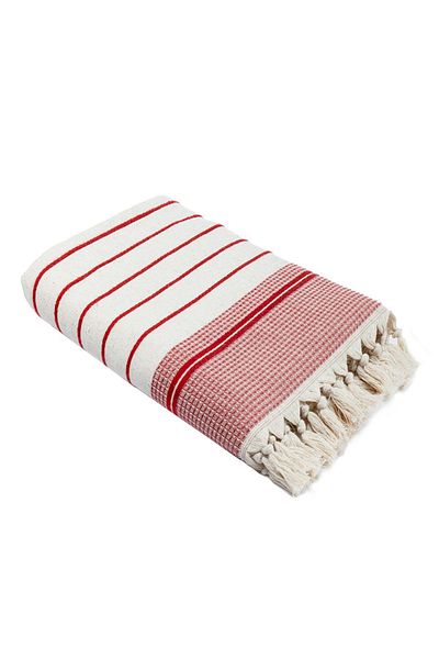Ecocotton Arden Bath Towel 100% Organic Cotton Blended Hemp Towel Red-beige 70x140 Cm
