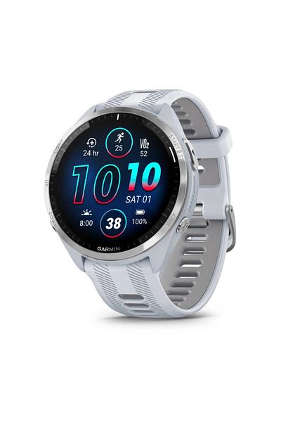 Garmin GARMIN FORERUNNER 965  TITANIUM BEZEL WITH WHITESTONE CASE AND WHITESTONE POWDER GRAY SILICONE BAND