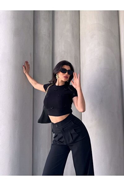 Laressi BLUZĂ CU MÂNERĂ SCURTĂ BUZİ CROP