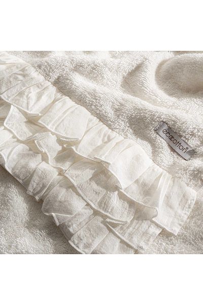 Ecocotton Πετσέτα Miranda Cream Ruffle - 100% οργανικό βαμβάκι, 50x90 cm