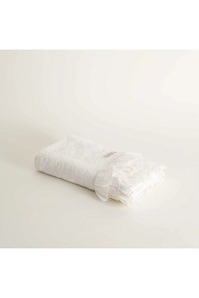 Ecocotton Πετσέτα Miranda Cream Ruffle - 100% οργανικό βαμβάκι, 50x90 cm