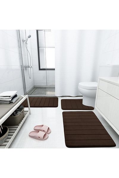 COOYA Memory Foam Bath Mat, 24" x 16", Soft and Non-Slip, Water Absorbent, Machine Washable Bath(Brown)