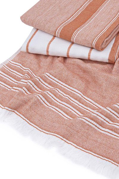 Ecocotton Elis Кърпи за сушене от 3 бр., 100% органична памучна прежда, боядисани със специална тъкан, кремави, 40x60 см