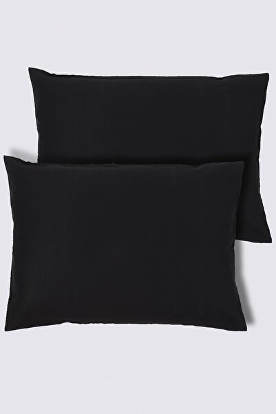 Ecocotton بيليندا كيس مخدة مكون من قطعتين 100% قطن عضوي ساتان أسود 60x80 سم