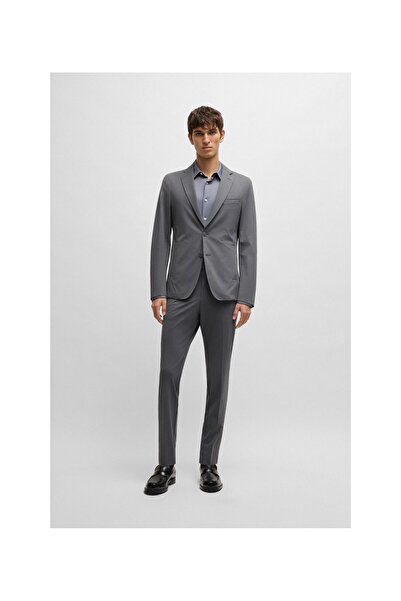 BOSS Yapılandırılmış performans esnek kumaştan dar kesim gömlek