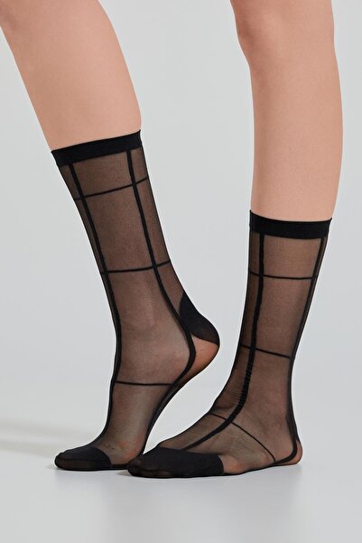 Katia&Bony Дамски тънки чорапи - Черен кариран цвят