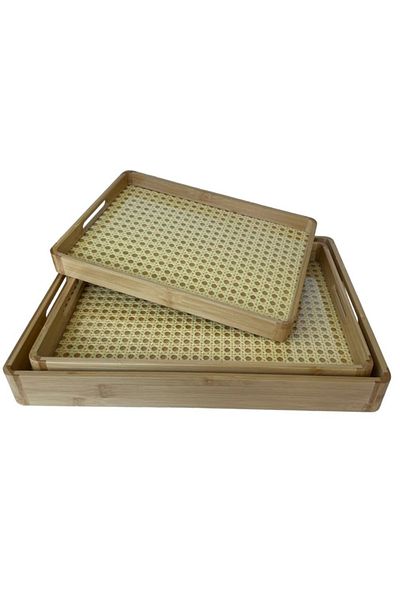 Royaleks Group Alray 3-Piece Rectangular Wooden Tray Royaleks-Svr-Gr92667
